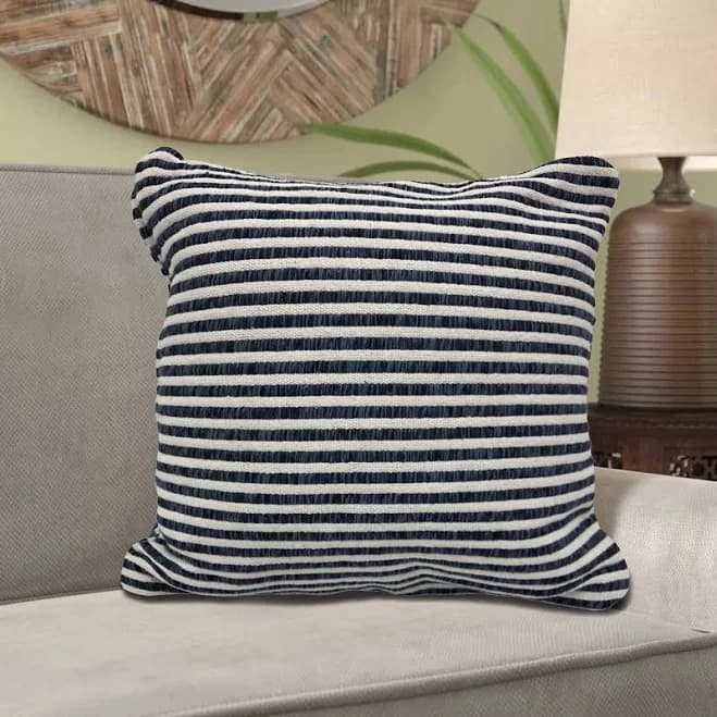 LR Home Blue & White Striped Square Throw Pillow