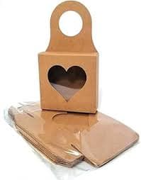 Amazon.com | RXMORI 25Pcs Wine Treat Box,Kraft Paper Wine Bottle Box with Heart Window,Hanging Wine Favor Box,Foldable Wine Boxes Hanger for Party Supplies: Bar Tools & Drinkware