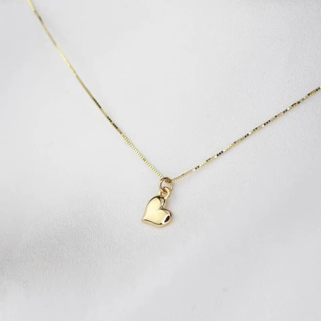 14K Solid Gold Tiny Heart Charm