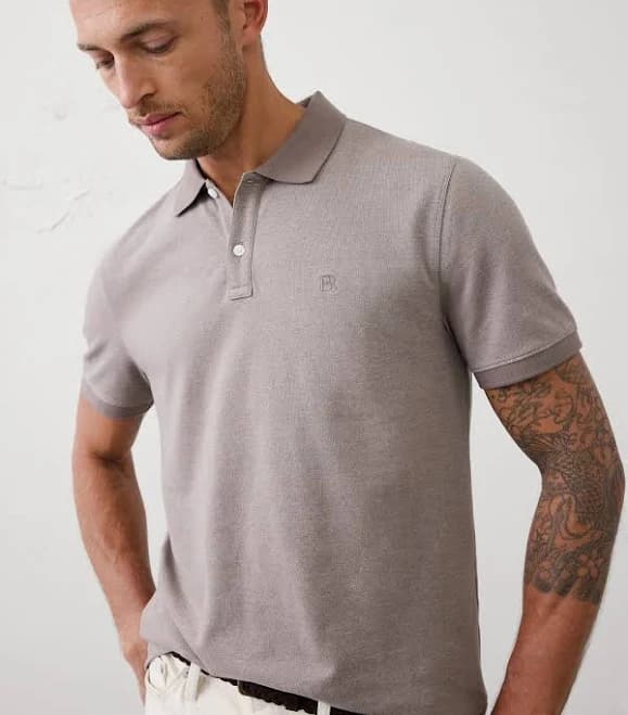 Banana Republic Mens Slim Fit Pique Mesh Organic Cotton Monogram Polo Shirt