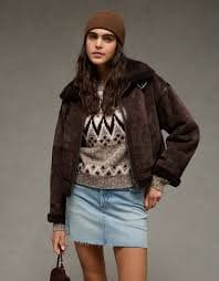 AE Cropped Corduroy Bomber Jacket | American Eagle