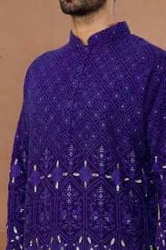 Buy Blue Cotton Sequins, Embroidery Floral Kurta And Patiala Set For Boys by Aham-Vayam Online at Aza Fashions in AE