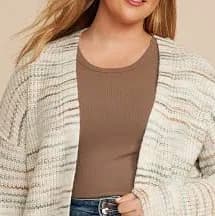 maurices Plus Size Spacedye Striped Open Front Cardigan