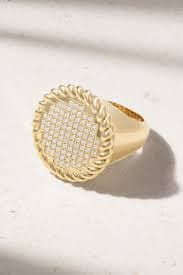 Lauren Rubinski 14-Karat Diamond Medallion Ring In Gold - 20% Off | Editorialist