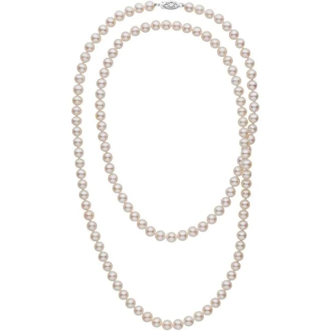 14K Yellow Gold AAA White Freshwater Pearl Necklace