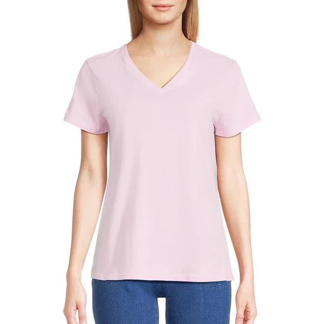 Realsize Women's V-Neck Graphic Tee with Short Sleeves