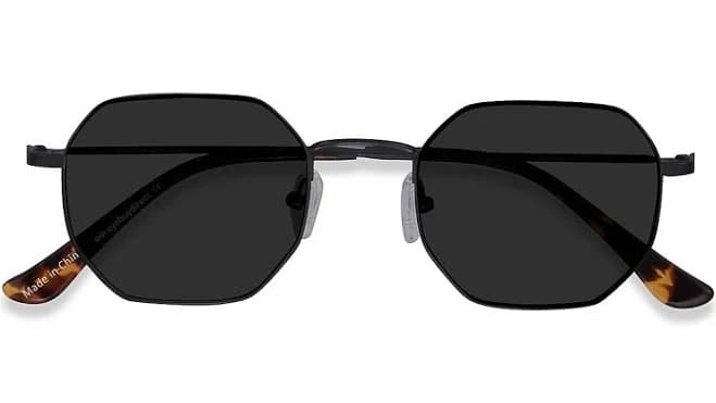 Geometric Metal Full-Rim Sunglasses with 1.6 Basic Tint Lenses