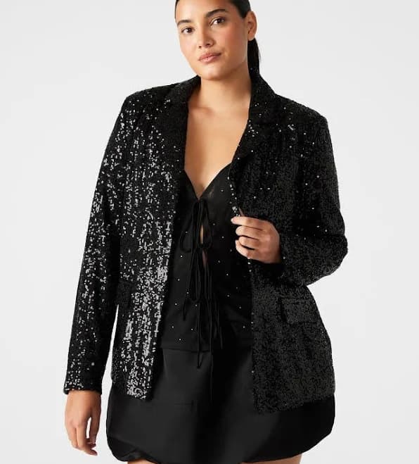 Steve Madden Women's Payton Sequin Open Front Blazer