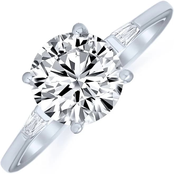 3ct Round CZ Solitaire Engagement Ring in Sterling Silver