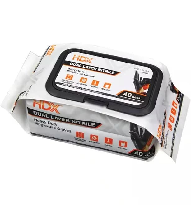 Hdx Dual Layer Nitrile Heavy Duty Single Use Chemical Resistant Gloves