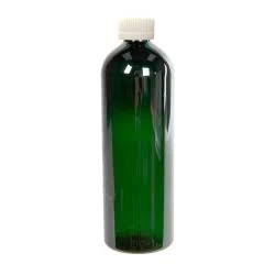 16 oz. Dark Green PET Cosmo Round Bottle with 24/400 White Ribbed CRC