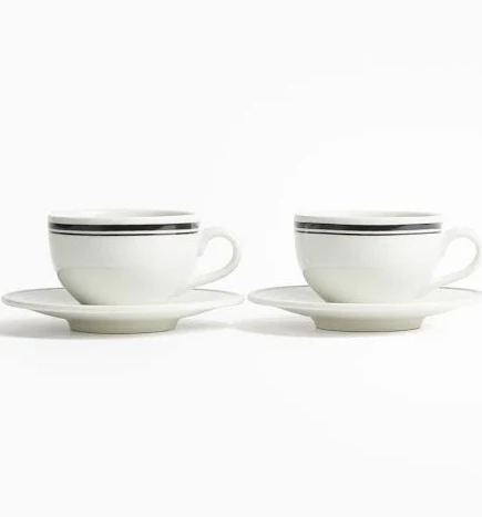 H&M Home White 2-Pack Cappuccino Cup and Saucer