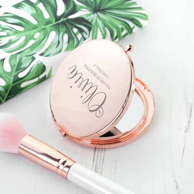 Treat Republic Personalised Round Rose Gold Compact Mirror