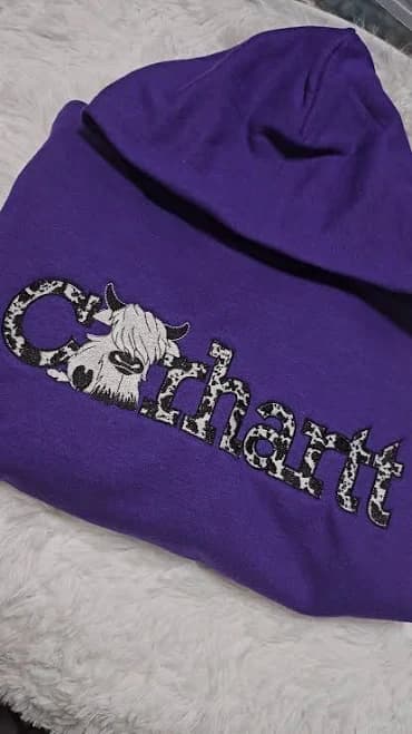 Cow Print Embroidered Sweatshirt