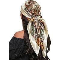 Myneiyi Headscarf Large Square Women Scarf 35" Fashion Scarves Silk Feeling Hairscarf BA01-01 at Amazon Women's Clothing store