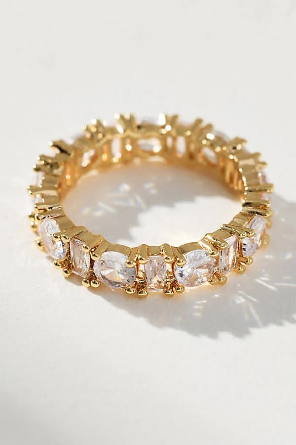 Anthropologie Crystal Stone Stacking Ring