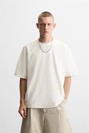 BOXY FIT HEAVYWEIGHT T-SHIRT - Oyster-white | ZARA Turkey