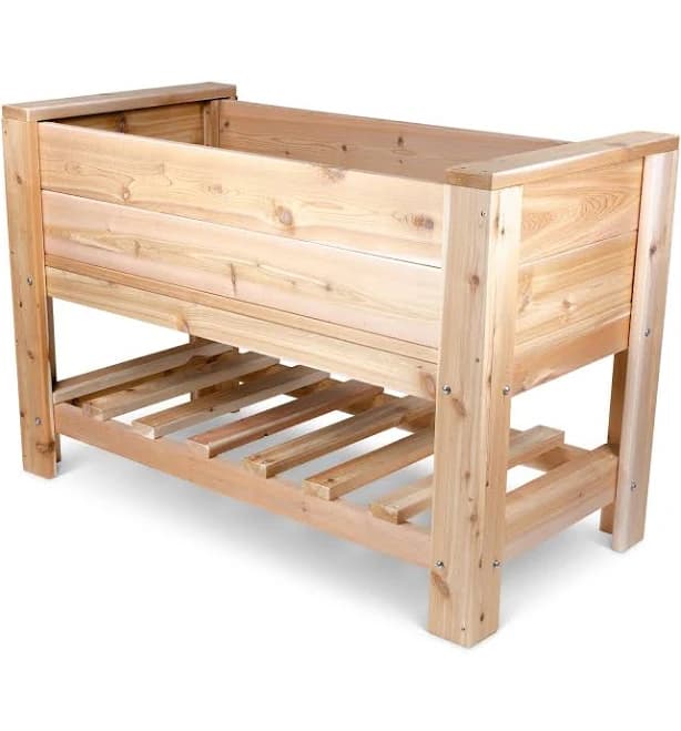 Premium Cedar Elevated Planter Box with Shelf