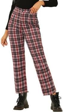 Inspire Chic Women's Cropped Plaid Work Pants