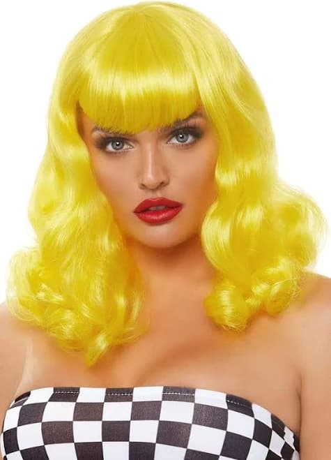 Retro Bang Curly Bob Wig