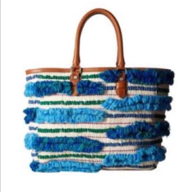 Sam Edelman Bags | Sam Edelman Gina Blue Tote Bag | Color: Blue/Cream | Size: 15” X 10” X 5.5” | Finallyfl2021's Closet
