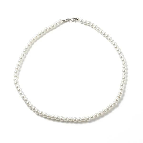Glass Pearl Round Beaded Necklace