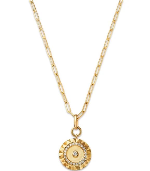 Bloomingdale's 14K Yellow Gold Diamond Circle Pendant Necklace