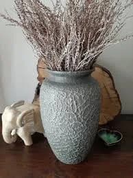 Large Textured grey ceramic vase, Rustic decor, Aged Stone effect tall vase, Farmhouse Decor, Faux Concrete Vase, Distressed vase
