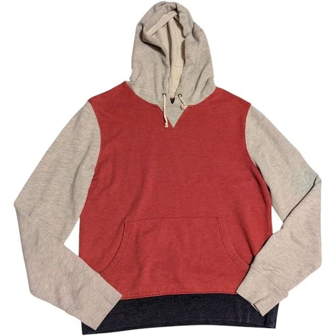 J.Crew Shirts | J.Crew Men’s Authentic Fleece Colorblock Hoodie Red Gray Pullover Sweatshirt... | Color: Blue/Red | Size: Mau | Beauty_Cute's Closet