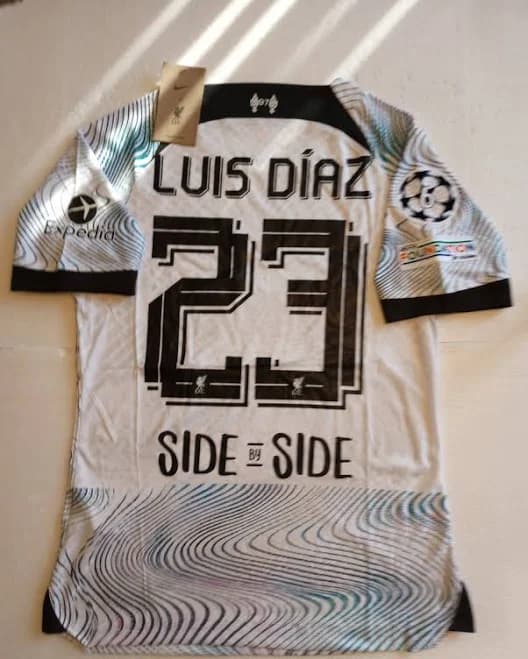 Luis Diaz #23 Liverpool FC UCL Match Slim Fit White Away Soccer Jersey 2022-2023 - 2XL