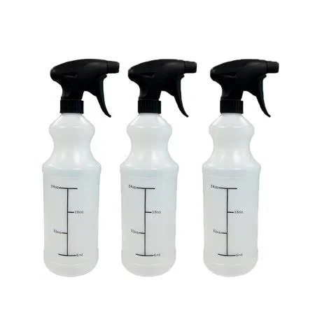 Carcarez 32 oz Hdpe Plastic Spray Bottle Heavy Duty, Chemical Resistant, Leak-Proof Adjustable Nozzle with Measurement Markings, Black