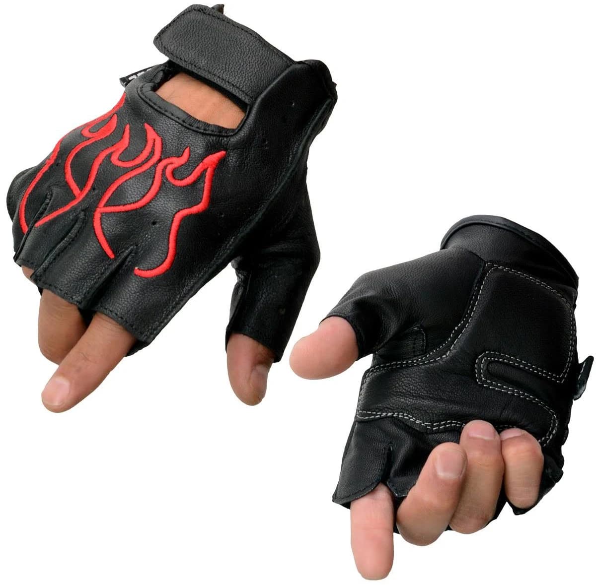 Milwaukee Leather Men's SH198 Gel Padded Palm Fingerless Motorcycle Gloves