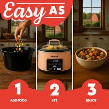 Gourmia 4.5 QT Programmable Slow Cooker, 5 Presets, Keep Warm, Peach - Walmart.com