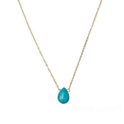 Maya's Grace Adjustable Gold Oval Turquoise Necklace
