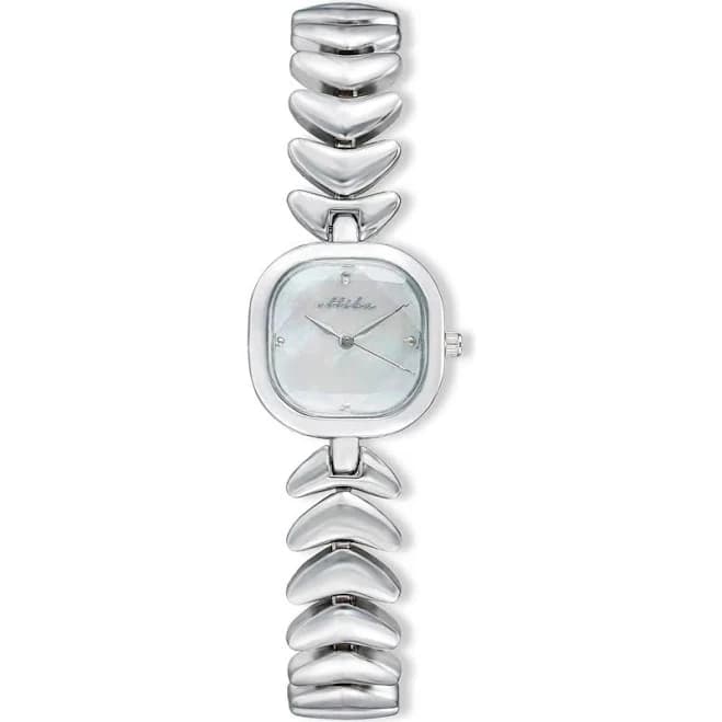 Ettika Women's Metal Moderna Silver Plated Bracelet Watch