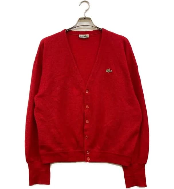 Chemise Lacoste Crocodile Patch Cardigan Size: 5 Men Red