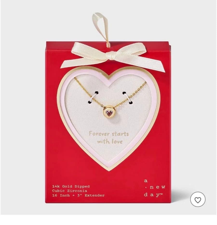 14K Gold Cubic Zirconia Round Heart Slider Necklace