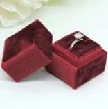 Red Velvet Square Single Ring Box: Proposal, Engagement, Wedding