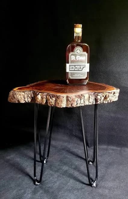 WELLAND Live Edge Side Table with Hairpin Legs, Natural Edge Side Table, Small Nightstand Wood, 15.5" Tall
