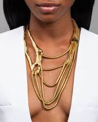 Alexis Bittar Molten Intertwined Snake Chain Necklace - Gold | Editorialist