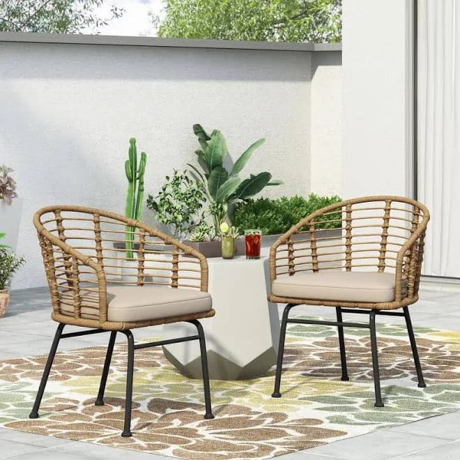 Ama Pear 2-Pack Outdoor Wicker Lounge Chairs