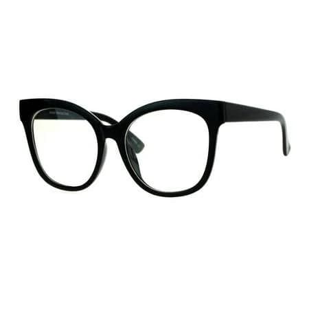 SA106 Women's Flat Lens Oversize Horn Rim Clear Lens Eye Glasses