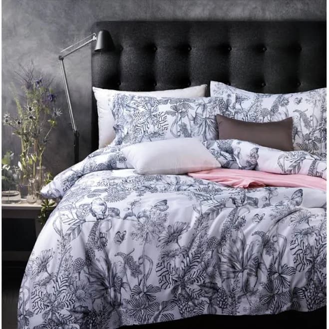 Sweety Pie Inc King Satin Duvet Cover + 2 Shams - Black/White