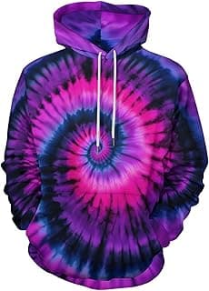 Mens Tie Dye Hoodies Unisex Rainbow Graphic Art Pullover Hoodie Sweatshirt