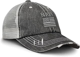 Distressed Trucker Hat Us Navy American Flag America Embroidery for Men & Women