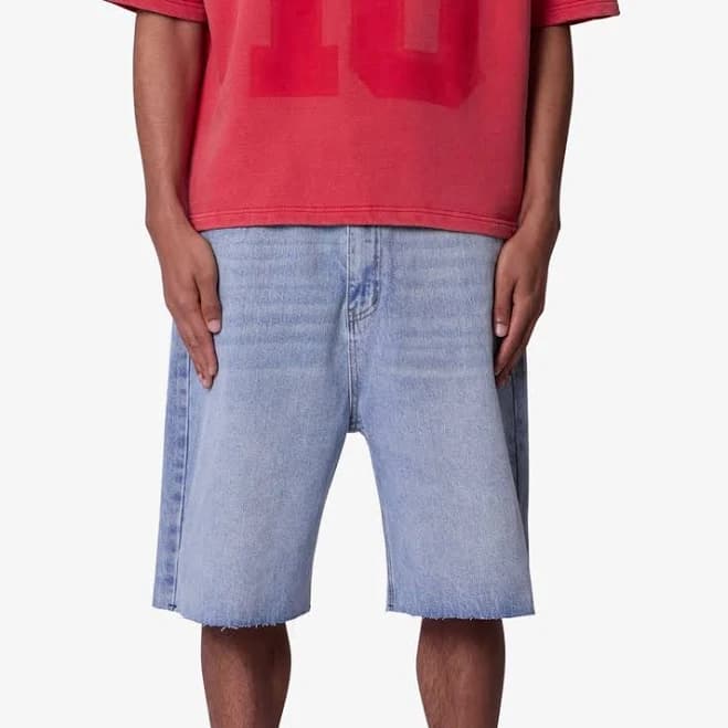 mnml Men's Baggy Raw Hem Denim Shorts