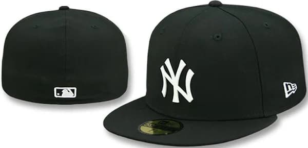 New York Yankees WHITE METAL-BADGE Black Fitted Hat by New Era