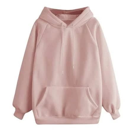 Casual Pink Sweatshirt Kangaroo Pocket Drawstring Hoodie Pullovers Fall Women Clothing Long Sleeve