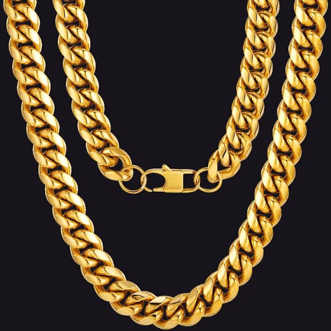 Faithheart Jewelry Men's 14K Gold Miami Cuban Link Chain Necklace