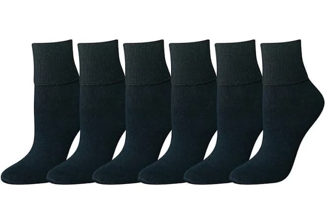 Amazon Essentials Women's Lightweight Turn Cuff Socks (6 Pairs)
